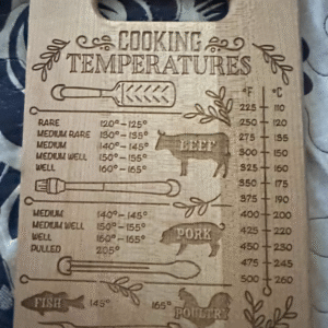 Cooking Temperatures Engraved Cutting Board