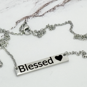 Custom Bar Necklace – Stainless Steel with Heart Accent